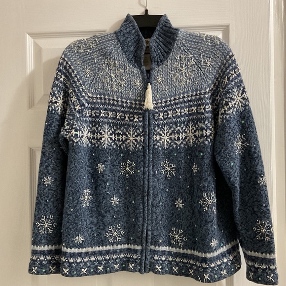 Vintage Tiara International Full-Zip Nordic Cardigan, Medium - Picture 1 of 4